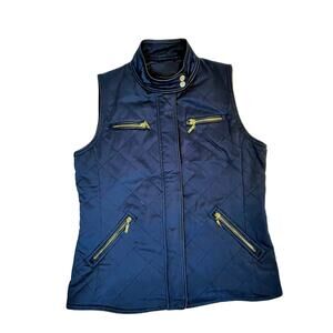Pendleton Quilted Vest Women Size M Full Zip Navy Blue